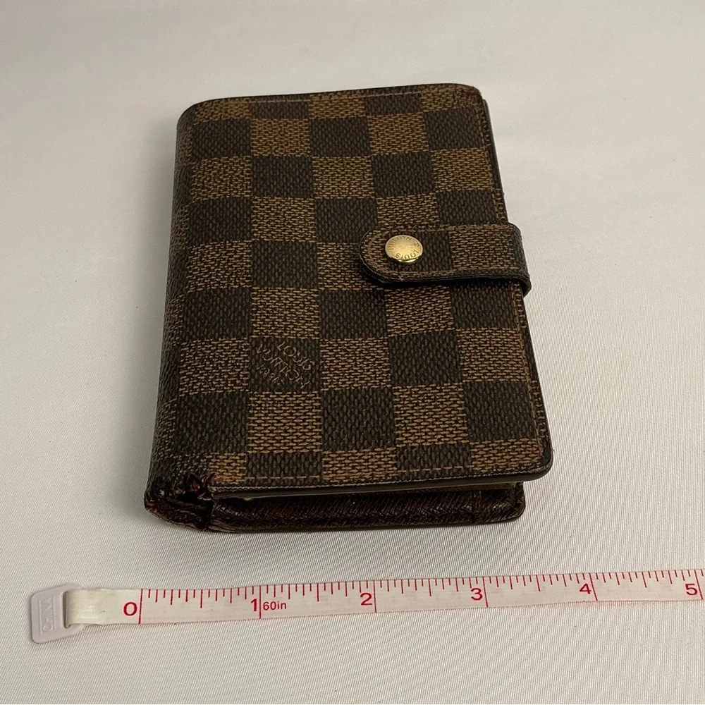 Louis Vuitton Damier Ebene Canvas Checkered Wallet kiss lock